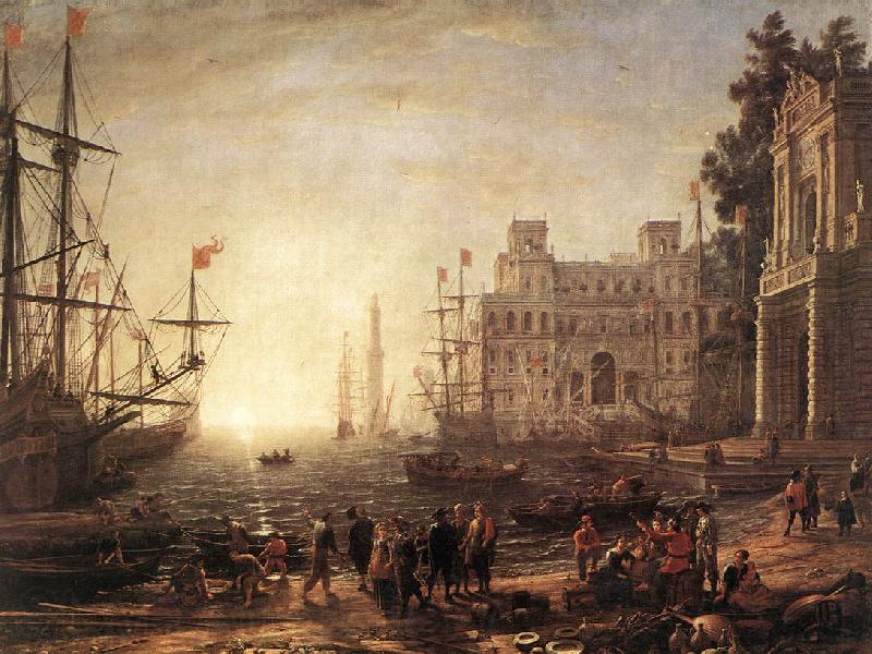 Claude Lorrain Port Scene with the Villa Medici dfg Norge oil painting art